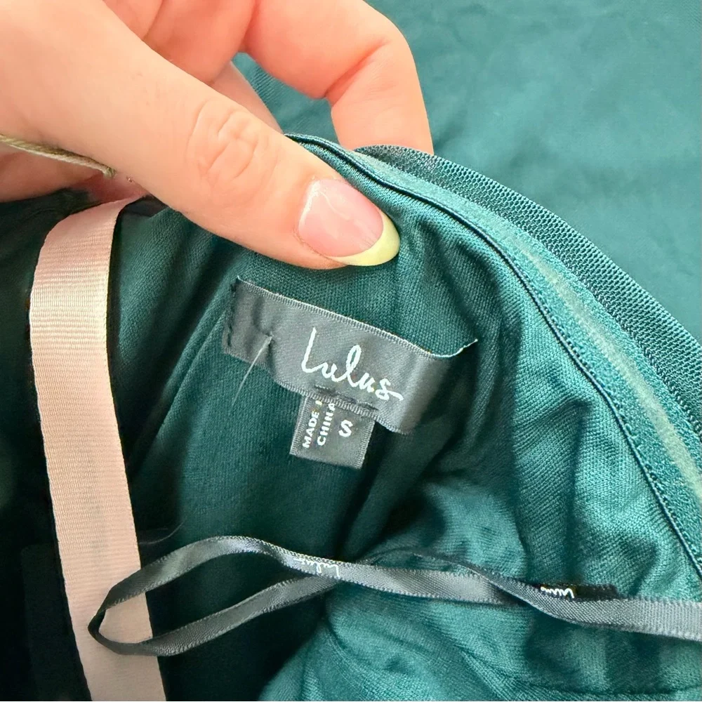 NWT Lulus Foxy Emerald Green Strapless Maxi Dress - Picture 4 of 4